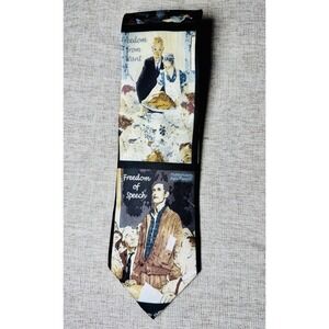 Norman Rockwell Neck Tie 100% Silk Saturday Evening Post Four Freedoms (B7)